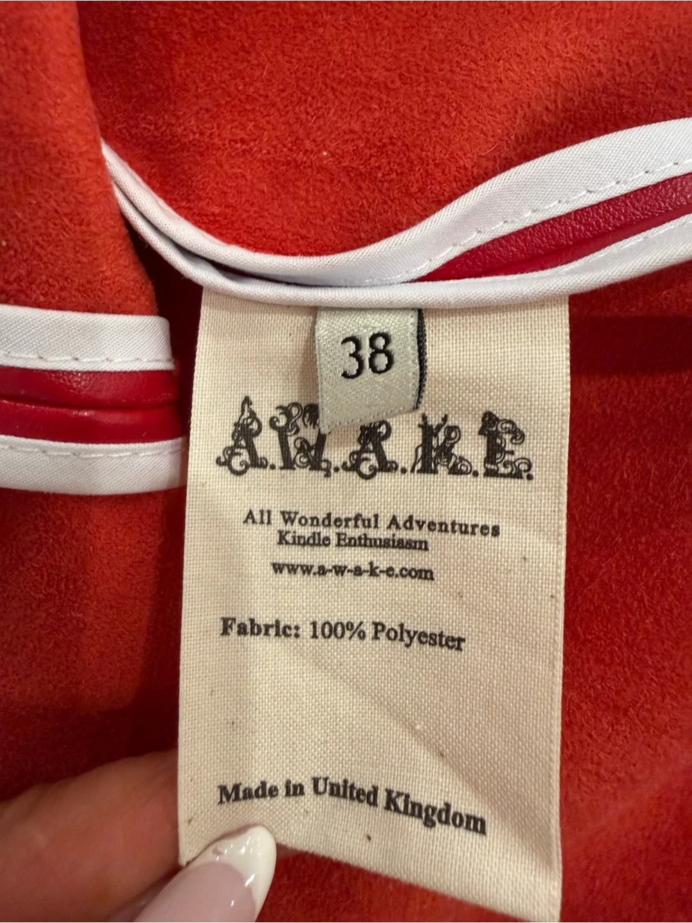 A.W.A.K.E. Red Leather Look Trumpet Button Front Midi Skirt Size 38 NEW